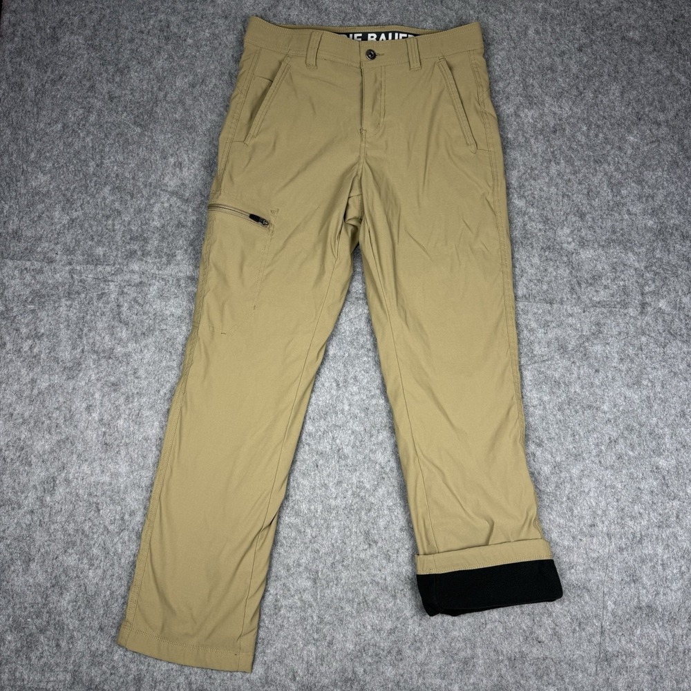 Eddie Bauer Fleece Lined Pants Men's 30 x 30 Tan Hiking Outdoors